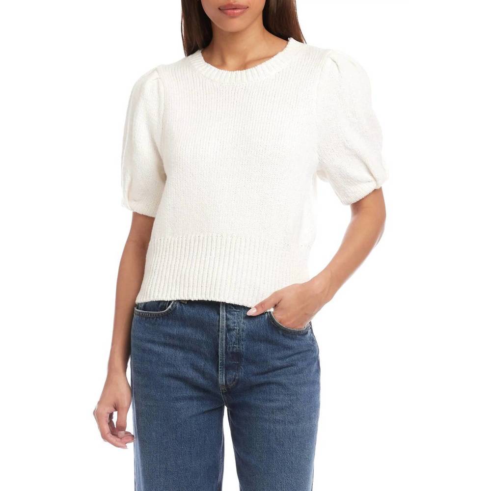 NEW FIFTEEN TWENTY harvey pleated sleeve sweater in off white
